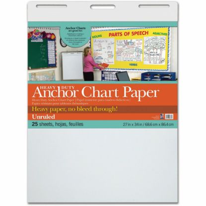 Picture of Pacon Heavy-duty Anchor Chart Paper, 27in x 34in, White, 25 Sheets Per Pack, Carton Of 4 Packs