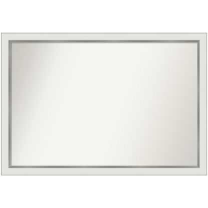 Picture of Amanti Art Narrow Non-Beveled Rectangle Framed Bathroom Wall Mirror, 27in x 39in, Eva White Silver