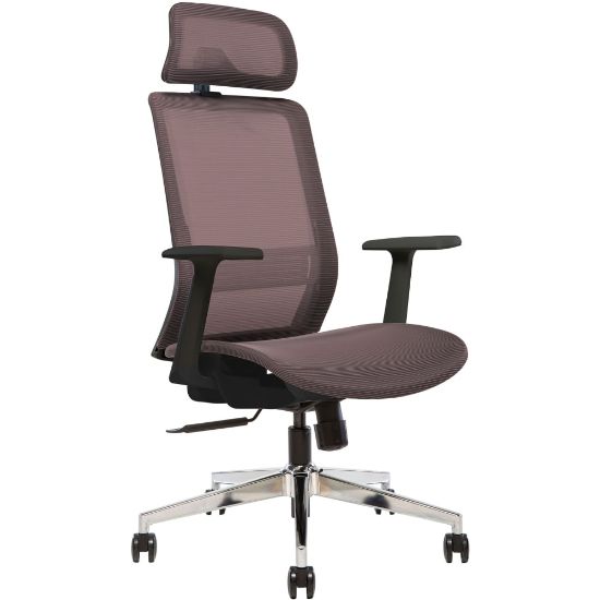 Picture of Sinfonia Sing Ergonomic Mesh High-Back Task Chair, Fixed T-Arms, Headrest, Copper/Black