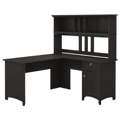 Picture of Bush Furniture Salinas 60inW L Shaped Desk with Hutch, Vintage Black, Standard Delivery