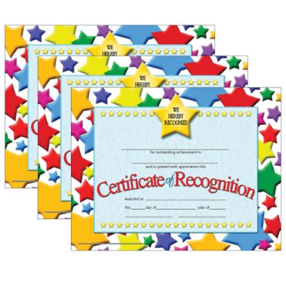 Picture of Hayes Certificates, 8-1/2in x 11in, Recognition, 30 Certificates Per Pack, Set Of 3 Packs