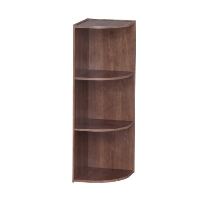 Picture of IRIS 35inH Curved 3-Shelf Corner Bookcase, Brown