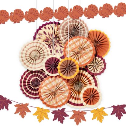 Picture of Amscan Thanksgiving Paper Fan Room Decorating Kit, Multicolor