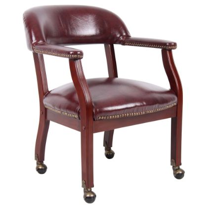 Picture of Boss Office Products Traditional Tufted Conference Chair With Casters, Burgundy/Mahogany