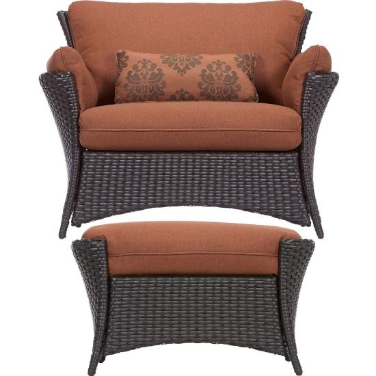 Picture of Hanover Strathmere Allure 2-Piece Seating Set - STRATHALLURE2PC - Material: Steel Frame, Polyethylene Wicker, Plush, Olefin, Polyurethane Foam - Finish: Terracotta, Rust, Espresso