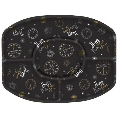 Picture of Amscan New Years Eve Sectional Platters, 13-1/4in x 18-1/4in, Black, Pack Of 4 Platters