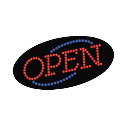 Picture of Cosco LED "Open" Lighted Sign, 9 1/2inH x 19inW x 2inD, Black With Red/Blue Lights