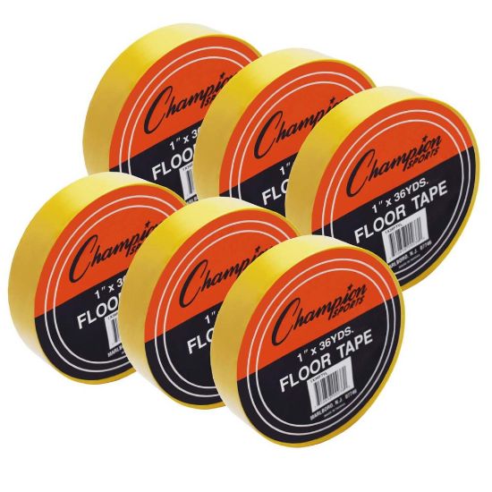 Picture of Champion Sports Floor Marking Tape, 1in x 36 yd., Yellow, Pack Of 6 Rolls