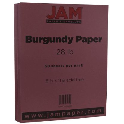 Picture of JAM Paper Color Multi-Use Printer & Copy Paper, Burgundy, Letter (8.5in x 11in), 50 Sheets Per Pack, 28 Lb