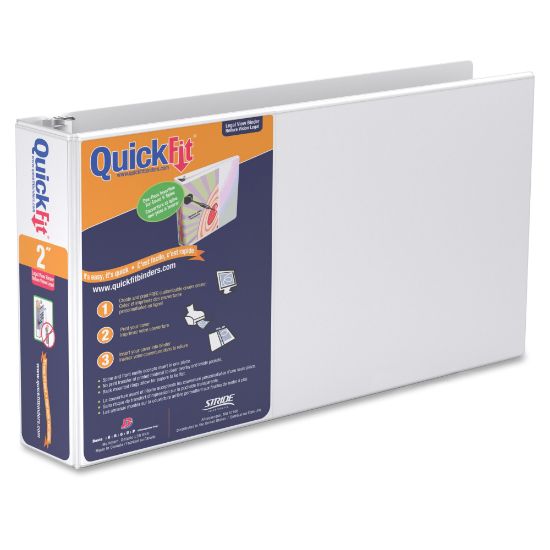 Picture of QuickFit Landscape 3-Ring Binder, 1in Round Rings, White