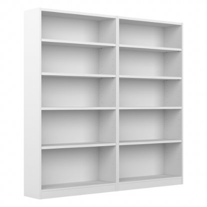 Picture of Bush Furniture Universal 72inH 5-Shelf Bookcases, White, Set Of 2 Bookcases, Standard Delivery