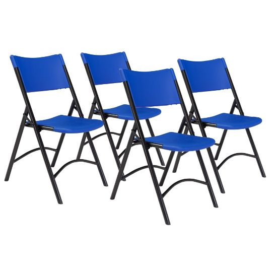 Picture of National Public Seating Series 600 Folding Chairs, Blue/Black, Pack Of 4 Chairs