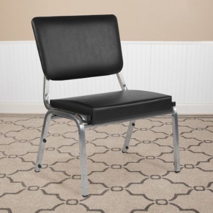 Picture of Flash Furniture HERCULES Bariatric Medical Reception Chair With 3/4-Panel Back, Black/Silver Vein