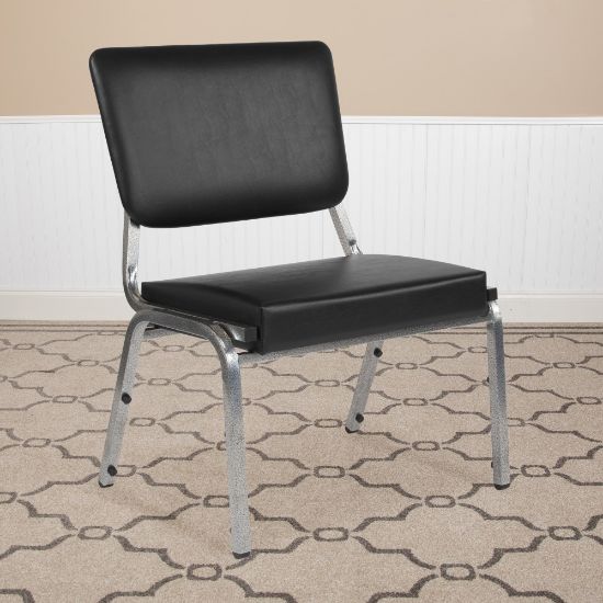 Picture of Flash Furniture HERCULES Bariatric Medical Reception Chair With 3/4-Panel Back, Black/Silver Vein