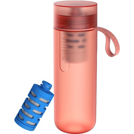 Picture of Philips GoZero Active Water Bottle With Fitness Filter, 20 Oz, Red