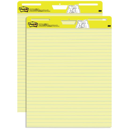 Picture of Post-it Super Sticky Easel Pads, Lined, 25in x 30in, Yellow/Blue, Pack Of 2 Pads