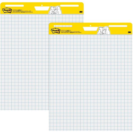 Picture of Post-it Super Sticky Easel Pads, 1in Grid Lines, 25in x 30in, White, Pack Of 2 Pads