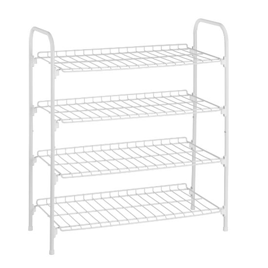 Picture of Honey-can-do SHO-01172 4-Tier Closet Storage Shelf, White - 4 Tier(s) - 27.6in Height x 11.8in Width24.8in Length - Sturdy, Rust Proof, Durable, Stackable, Heavy Duty, Adjustable Shelf - White - Steel, Metal