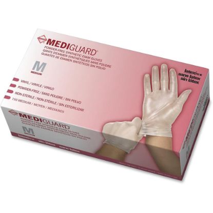 Picture of Medline MediGuard Vinyl Non-Sterile Exam Gloves, Medium, Clear, Box Of 150 Gloves