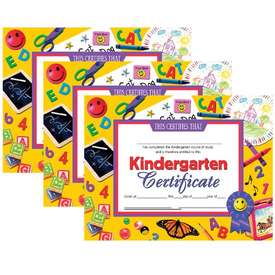 Picture of Hayes Certificates, 8-1/2in x 11in, Kindergarten, 30 Certificates Per Pack, Set Of 3 Packs