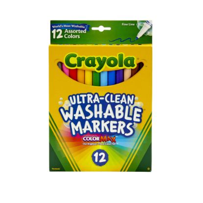 Picture of Crayola Washable Markers, Thin Line, Assorted Classic Colors, Box Of 12