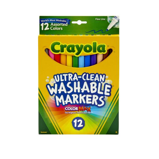 Picture of Crayola Washable Markers, Thin Line, Assorted Classic Colors, Box Of 12