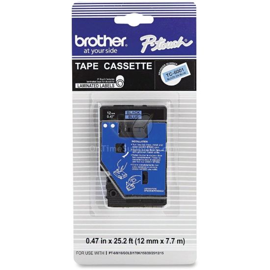 Picture of Brother P-touch 12mm Laminated Tape, 1/2inW x 25L , Blue