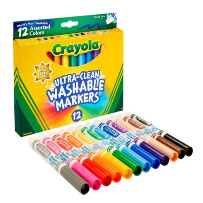 Picture of Crayola Washable Markers, Broad Line, Assorted Classic Colors, Box Of 12