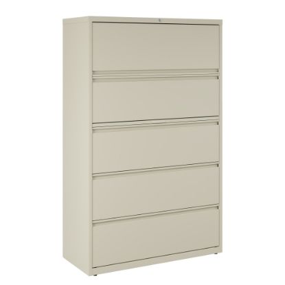 Picture of WorkPro 42inW x 18-5/8inD Lateral 5-Drawer File Cabinet, Putty