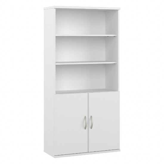 Picture of Bush Business Furniture Studio A 73inH 5-Shelf Bookcase With Doors, White, Standard Delivery