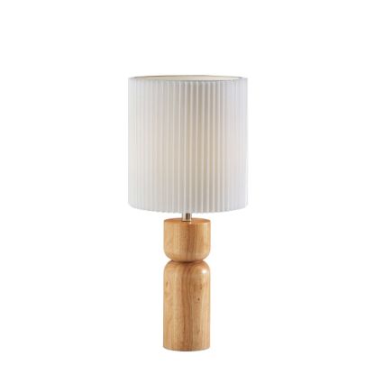 Picture of Adesso James Table Lamp, 28inH, White Shade/Natural Oak Base