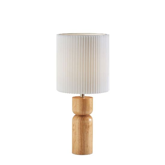 Picture of Adesso James Table Lamp, 28inH, White Shade/Natural Oak Base