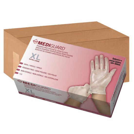 Picture of Medline MediGuard Vinyl Non-Sterile Exam Gloves, X-Large, Clear, Box Of 150 Gloves