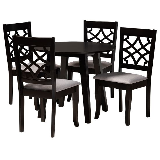 Picture of Baxton Studio Mya 5-Piece Dining Set, 29-15/16inH x 35-7/16inW x 35-7/16inD, Gray/Dark Brown