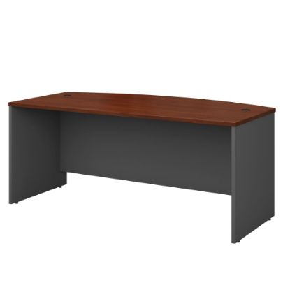 Picture of Bush Business Furniture Components Bow Front Desk, 72inW x 36inD, Hansen Cherry/Graphite Gray, Standard Delivery