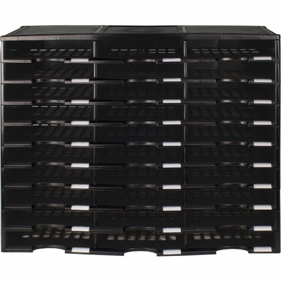 Picture of Storex Stackable Literature Sorter - 15000 x Sheet - 30 Compartment(s) - 9.50in x 12in - 25.5in Height x 14.1in Width31.4in Length - Black - Plastic - 1 Each