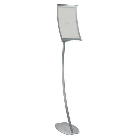 Picture of Azar Displays Curved Steel-Frame Floor Stand Sign Holder, 14in x 8 1/2in, Silver