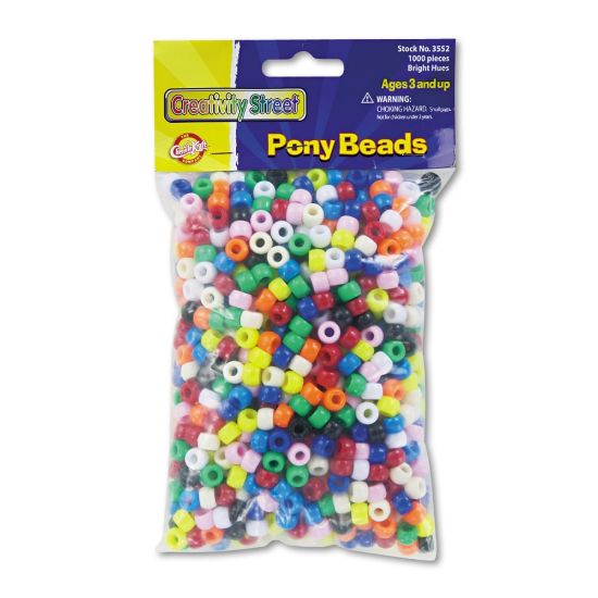 Picture of Chenille Kraft Pony Beads, 6 mm x 9 mm, Assorted Colors, Pack Of 1,000