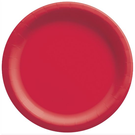 Picture of Amscan Round Paper Plates, Apple Red, 6-3/4in, 50 Plates Per Pack, Case Of 4 Packs