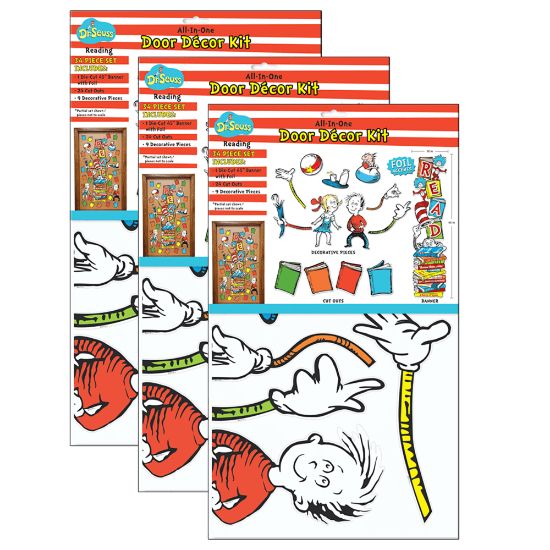 Picture of Eureka School Reading All-In-One Door Decor Kits, 45in, Dr. Seuss, 34 Pieces Per Kit, Pack Of 3 Kits