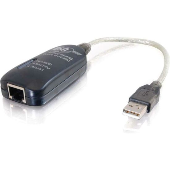 Picture of C2G 7.5in USB 2.0 to Ethernet Adapter - USB - 1 x RJ-45 - 10/100Base-TX