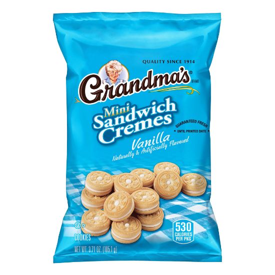 Picture of Grandmas Vanilla Mini Sandwich Cremes, 3.71 Oz Bag, Box Of 24 Bags