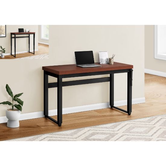 Picture of Monarch Specialties Watts 48inW Adjustable-Height Computer Desk, Cherry/Black