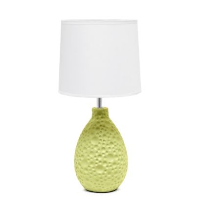 Picture of Simple Designs Textured Stucco Ceramic Oval Table Lamp, Green