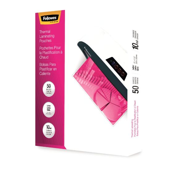 Picture of Fellowes Thermal Laminating Pouches, Glossy, 9in x 11.5in, 10 Mil, Clear, Pack Of 50