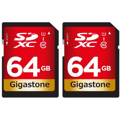 Picture of Dane-Elec Gigastone Class 10 UHS-I U1 SDXC Cards, 64GB, Pack Of 2 Cards