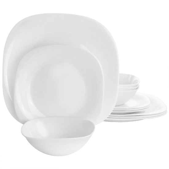 Picture of Gibson Ultra Plazza 12-Piece Tempered Opal Glass Dinnerware Set, White