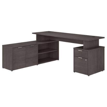 Picture of Bush Business Furniture 72inW Jamestown L-Shaped Corner Desk With Drawers, Storm Gray, Standard Delivery