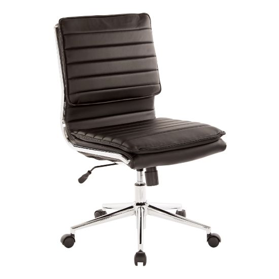 Picture of Office Star Pro-Line II SPX Armless Bonded Leather Mid-Back Chair, Black/Chrome