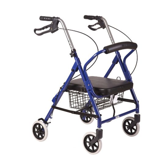 Picture of DMI Ultra-Lightweight Adjustable Aluminum Folding Hemi Rollator With Seat, 34 1/2inH x 24inW x 17inD, Royal Blue